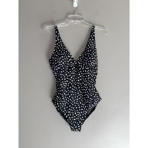 Leilani One Piece Swimsuit Black Adjustable Straps Flattering V Neck Bra‎ Cup 10 - Picture 4 of 13